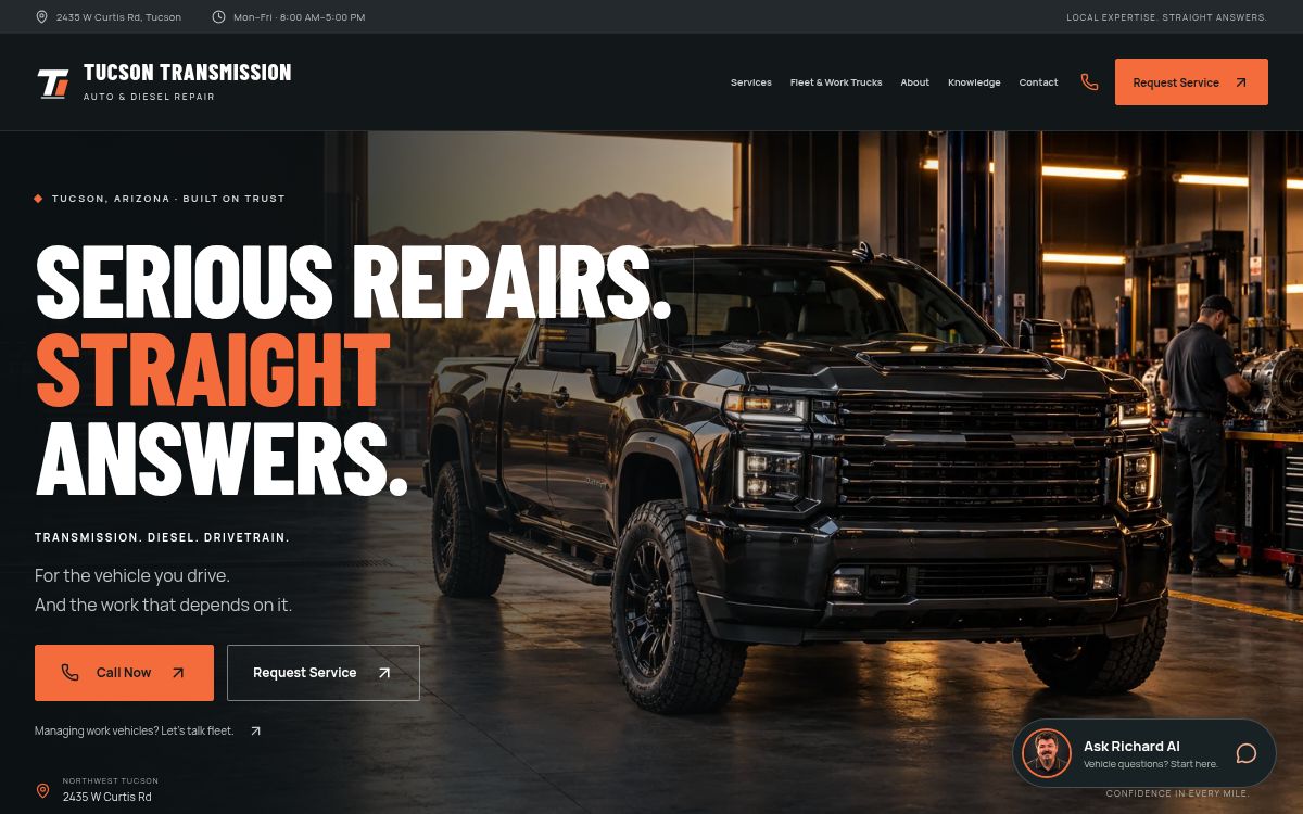 Website design for Tucson Transmission